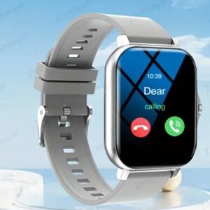 Smartwatch with Silver Frame and Gray Band